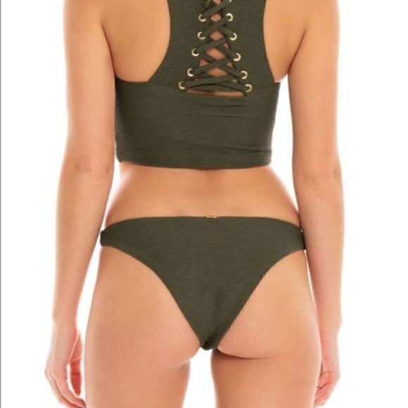 Anthropologie x Boamar Camellia Army Texture Green Bikini Bottoms XS New - Picture 1 of 9